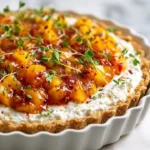 No-Bake Savory Cheesecake Tart with Peach and Thyme Salsa