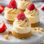 No-Bake White Chocolate Cheesecake Bites on a graham cracker crust