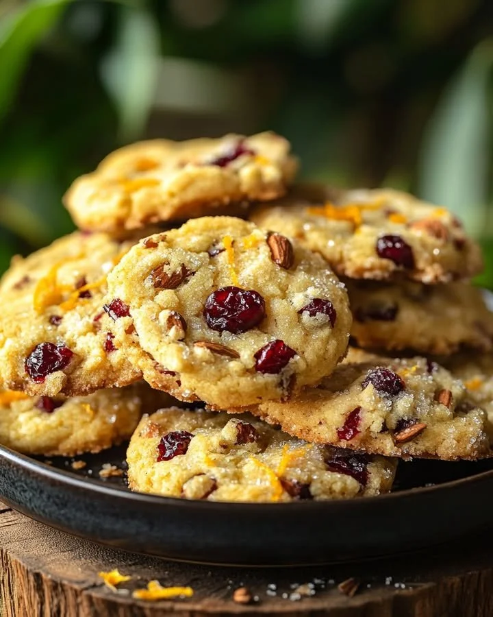 Freshly baked Orange Cranberry Almond Cookies with a hint of zest