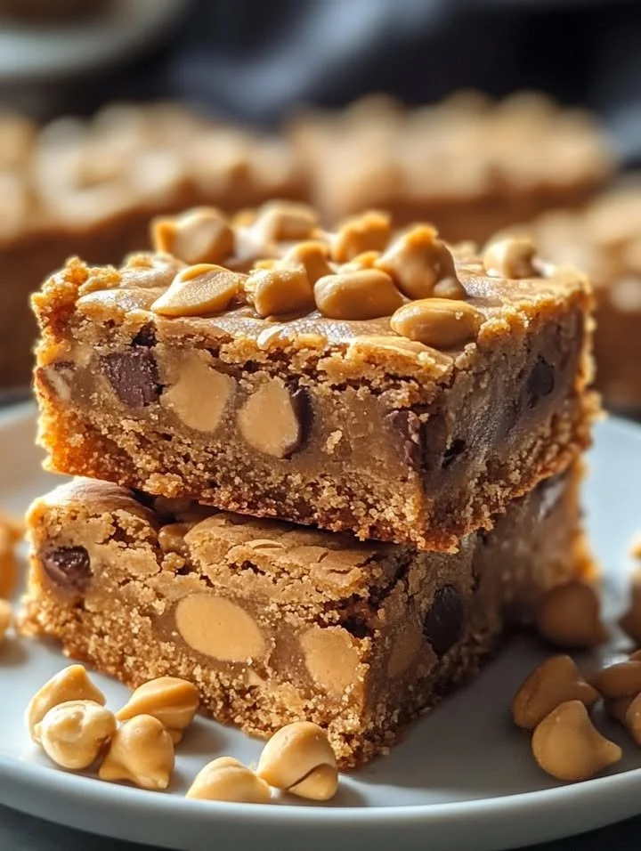 Delicious homemade peanut butter cookie bars on a cooling rack