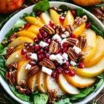 Pear and pomegranate spinach salad with maple-lemon mustard dressing