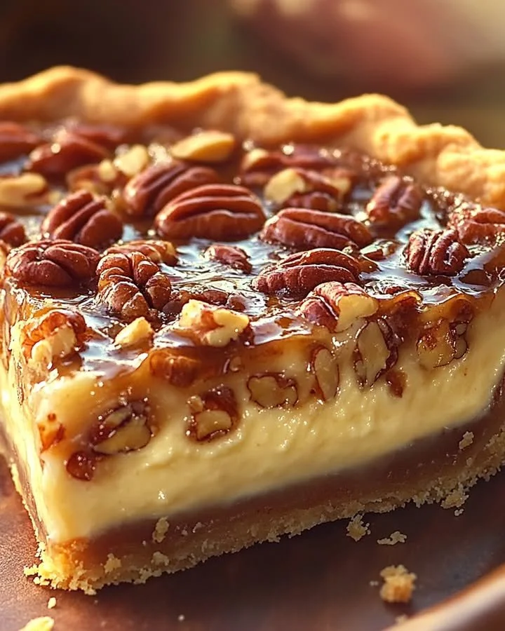 Delicious Pecan Cream Cheese Pie with crunchy pecans on top