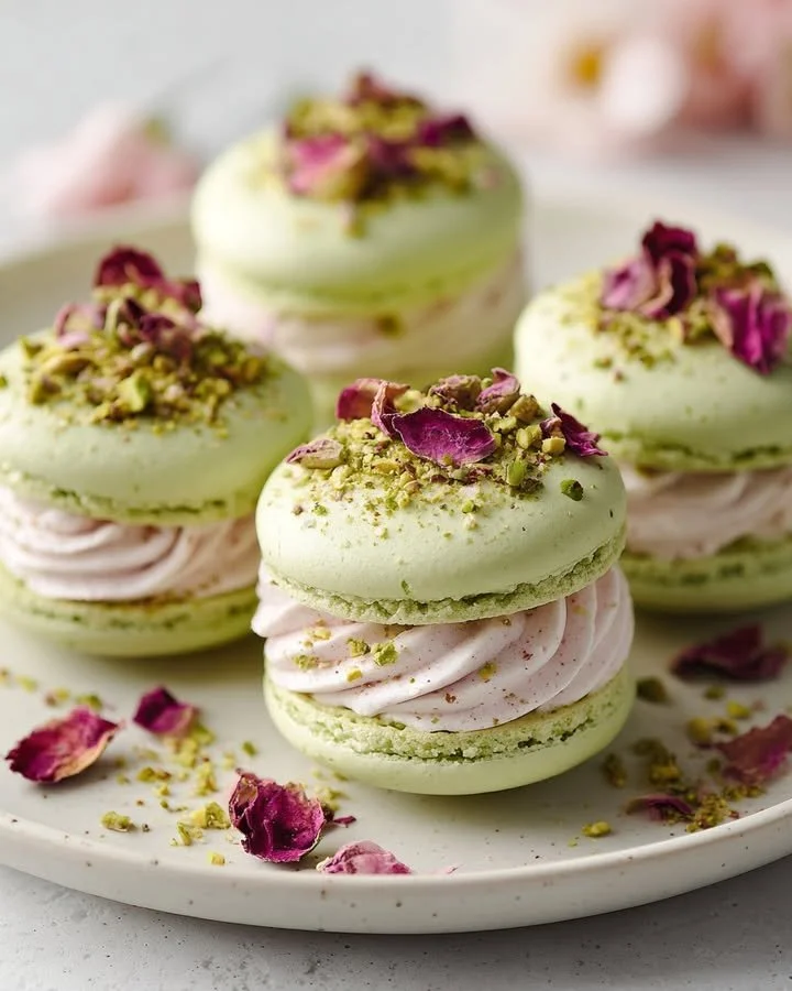 Persian Pistachio Rose Cloud Sandwiches with vibrant colors and elegant presentation