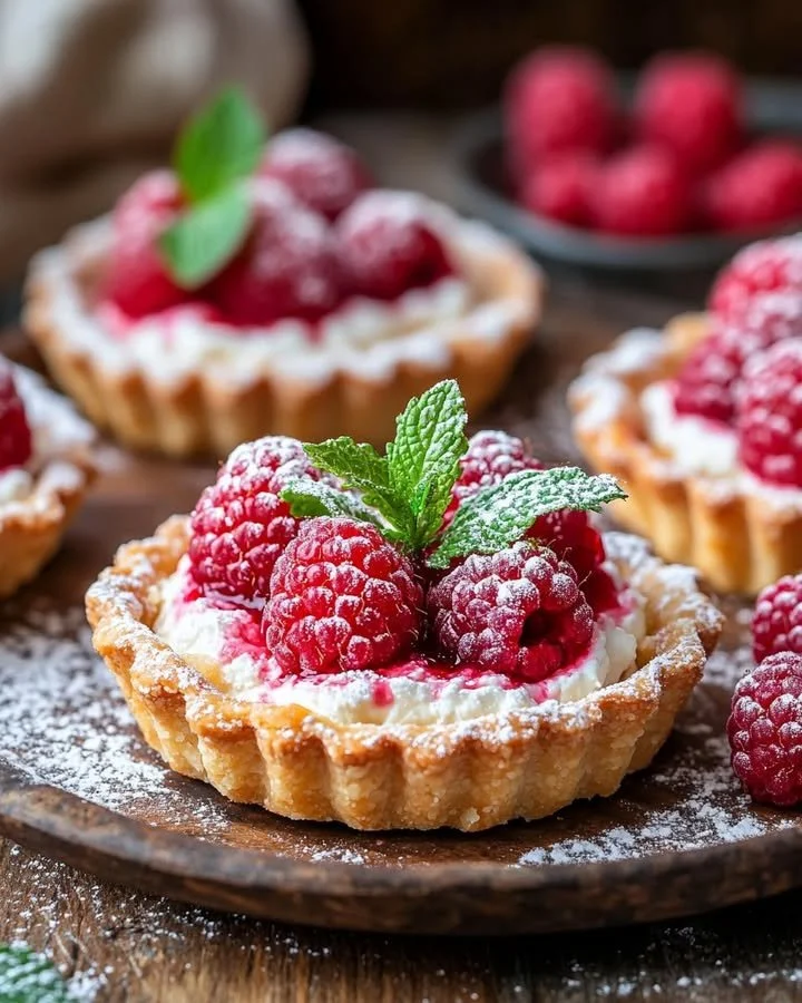Raspberry Goat Cheese Tarts with fresh ingredients