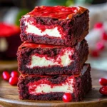 Delicious Red Velvet Cream Cheese Brownies on a white plate