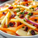 Bowl of refreshing apple cranberry carrot salad with vibrant colors and fresh ingredients