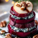 Roasted Beet and Blue Cheese Towers stacked elegantly for a gourmet appetizer