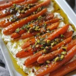 Roasted carrots served with whipped ricotta and hot honey drizzle