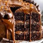 Salted Caramel Chocolate Cake with rich frosting and a drizzle of caramel
