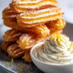 Savory Parmesan churros served with whipped burrata dip for a unique appetizer