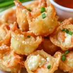 Shrimp and cream cheese wontons served on a platter