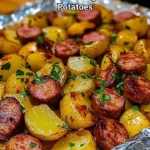 Delicious smoked sausage and potatoes dish served on a plate