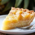Delicious slice of Southern Pineapple Pie with a golden crust and fresh pineapple topping