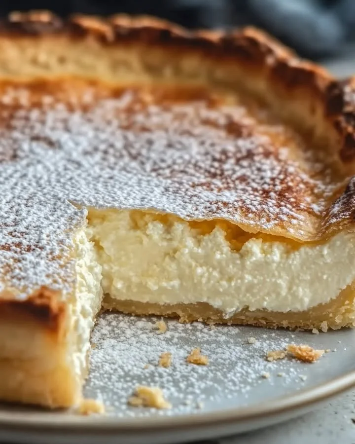 Delicious and creamy Italian Ricotta Pie slice on a plate