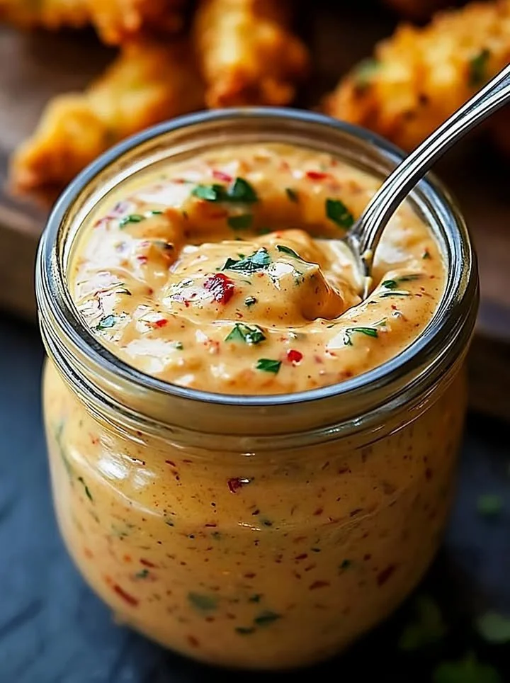 Delicious tangy New Orleans remoulade served with seafood