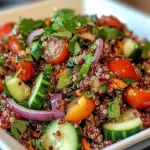 Thai Quinoa Salad with fresh herbs and lime vinaigrette served in a bowl