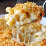 Delicious homemade baked mac and cheese topped with crispy breadcrumbs
