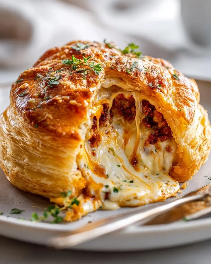 Whipped Feta Lava Puff Bomb with Sun-Dried Tomato Core