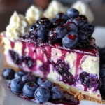 Deliciously crafted White Chocolate Blueberry Cheesecake topped with fresh blueberries