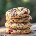 White Chocolate Raspberry Pistachio Cookies with vibrant colors and textures