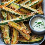 Crispy baked zucchini fries served on a plate