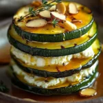 Zucchini Rounds with Goat Cheese and Almond Thyme Honey Drizzle