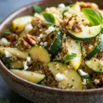 Zucchini and Roasted Pear Quinoa Salad served in a bowl